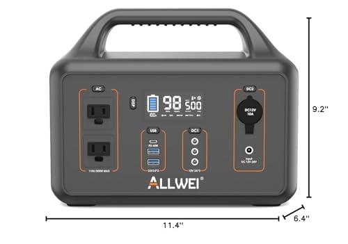 ALLWEI Portable Power Station 300W(Surge 600W), 280Wh Solar Generator with 120V AC Outlet, 78000mAh Backup Lithium Battery Generator for CPAP Outdoor RV Camping Emergency Home Use