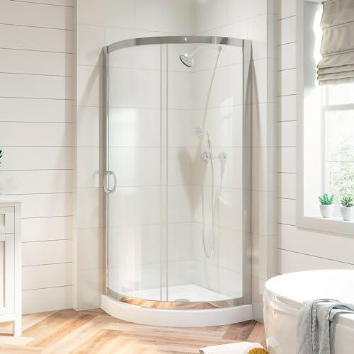 OVE Decors Breeze 32 in. Corner Shower Sliding Door with Base, Clear Glass and Chrome Finish.