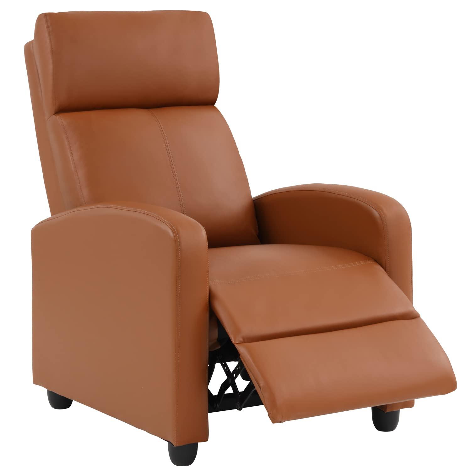 FDW Recliner Chair for Living Room Home Theater Seating Single Reclining Sofa Lounge with Padded Seat Backrest (Black).