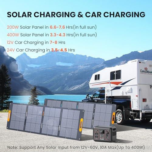 ALLWEI Portable Power Station 300W(Surge 600W), 280Wh Solar Generator with 120V AC Outlet, 78000mAh Backup Lithium Battery Generator for CPAP Outdoor RV Camping Emergency Home Use