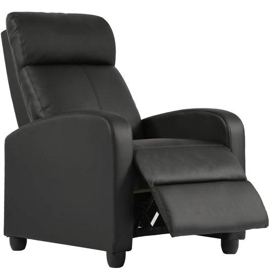 FDW Recliner Chair for Living Room Home Theater Seating Single Reclining Sofa Lounge with Padded Seat Backrest (Black).