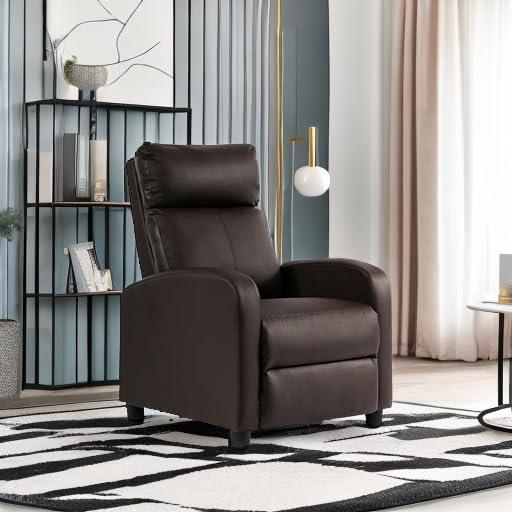 FDW Recliner Chair for Living Room Home Theater Seating Single Reclining Sofa Lounge with Padded Seat Backrest (Black)