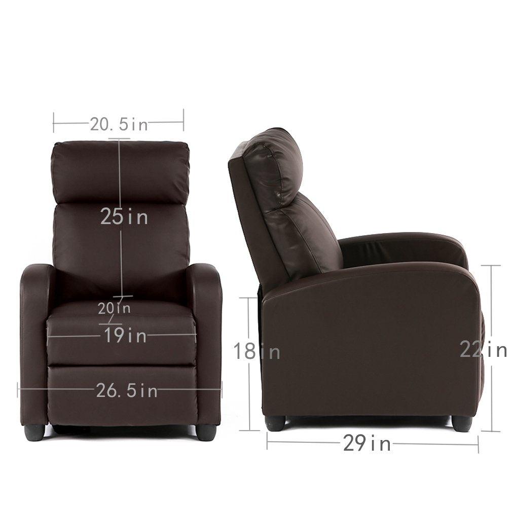 FDW Recliner Chair for Living Room Home Theater Seating Single Reclining Sofa Lounge with Padded Seat Backrest (Black)