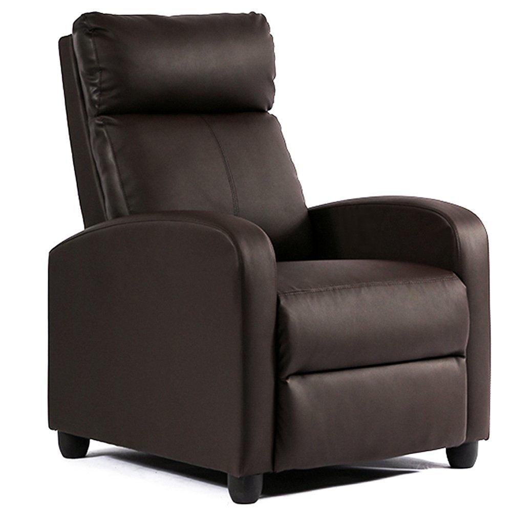 FDW Recliner Chair for Living Room Home Theater Seating Single Reclining Sofa Lounge with Padded Seat Backrest (Black).