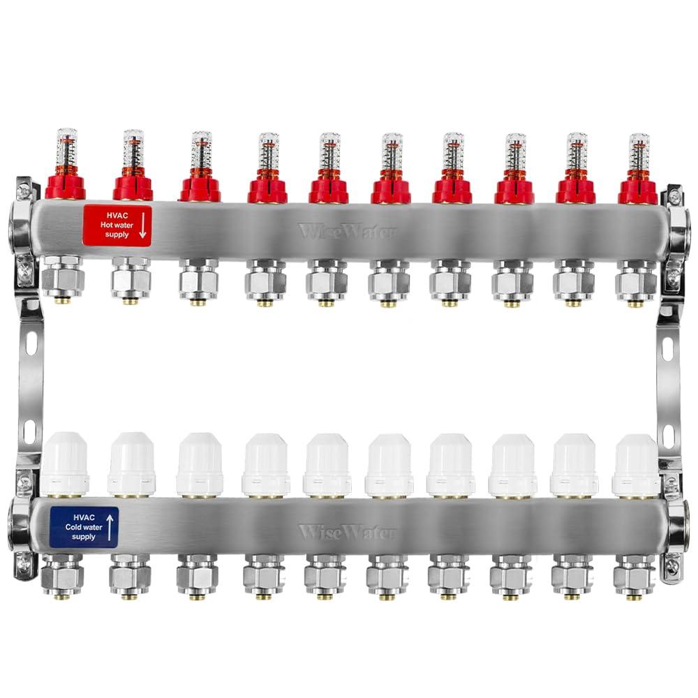 7 Loop PEX/Radiant Manifold, PEX Tubing Radiant Heat Manifolds with Compatible Outlets, for Hydronic Radiant Floor Heating (Include 1/2'' adapters).