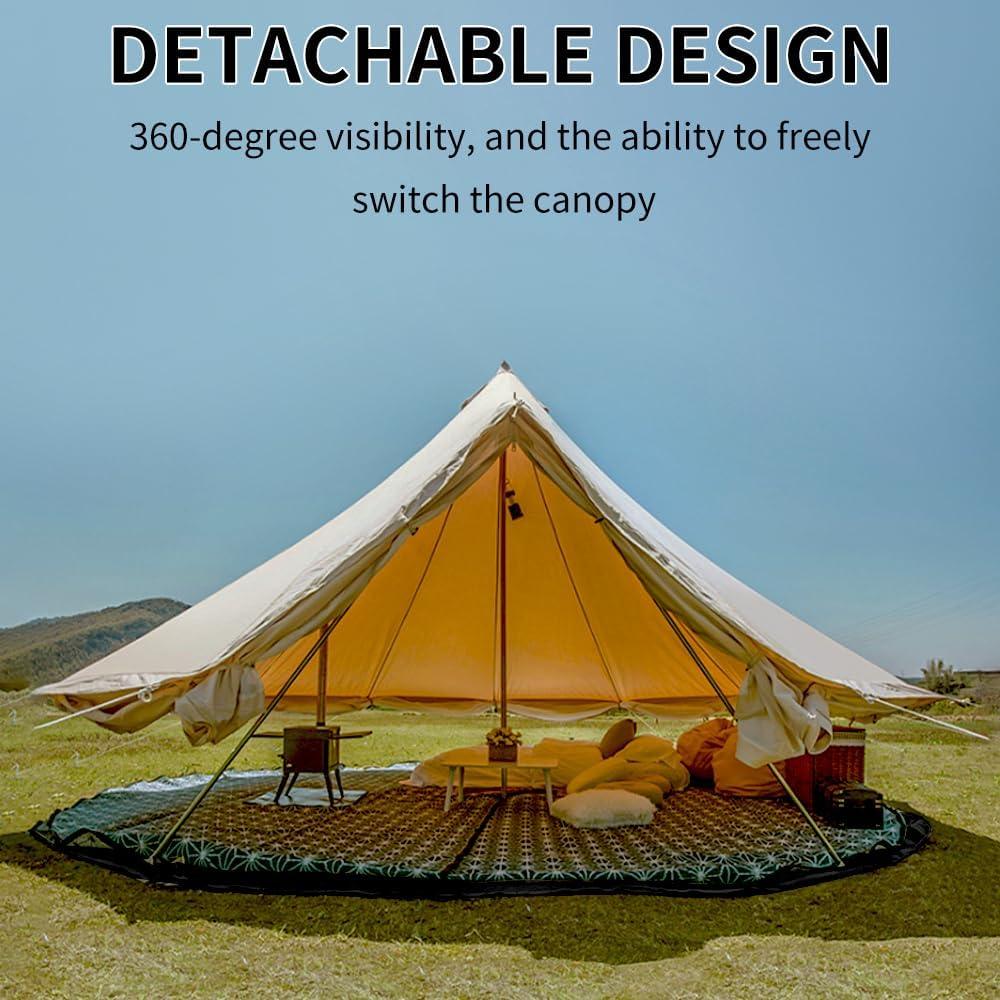 Bell Tent Yurt with Stove Jack 16.4ft*High 8.2ft 300D Oxford 6 Person Glamping Tent for Camping