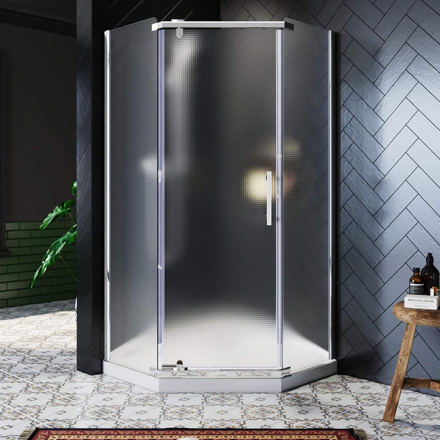 SUNNY SHOWER Double Sliding Shower Door 36.7 in. D x 36.7 in. W x 72 in.H Round Corner Shower doors with 1/4 in. Clear Glass Framed Shower Enclosure with Black Finish with Shower Base