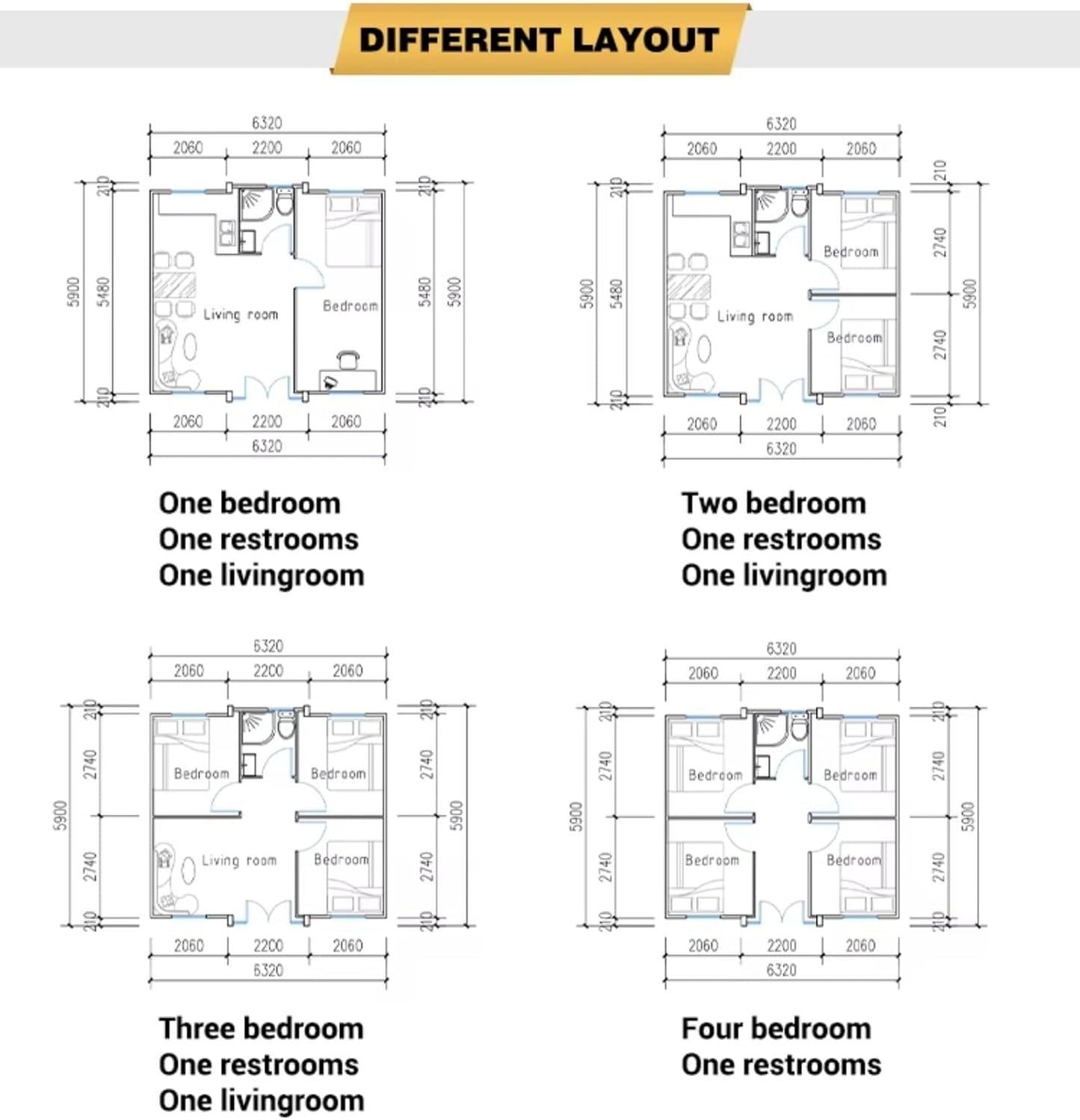 Prefab Tiny Home Modern Design Luxury Villa Houses Modern Extendable Container House with 2 Bedroom Tiny House 1 Kitchen Folding Boxable House to Live in.