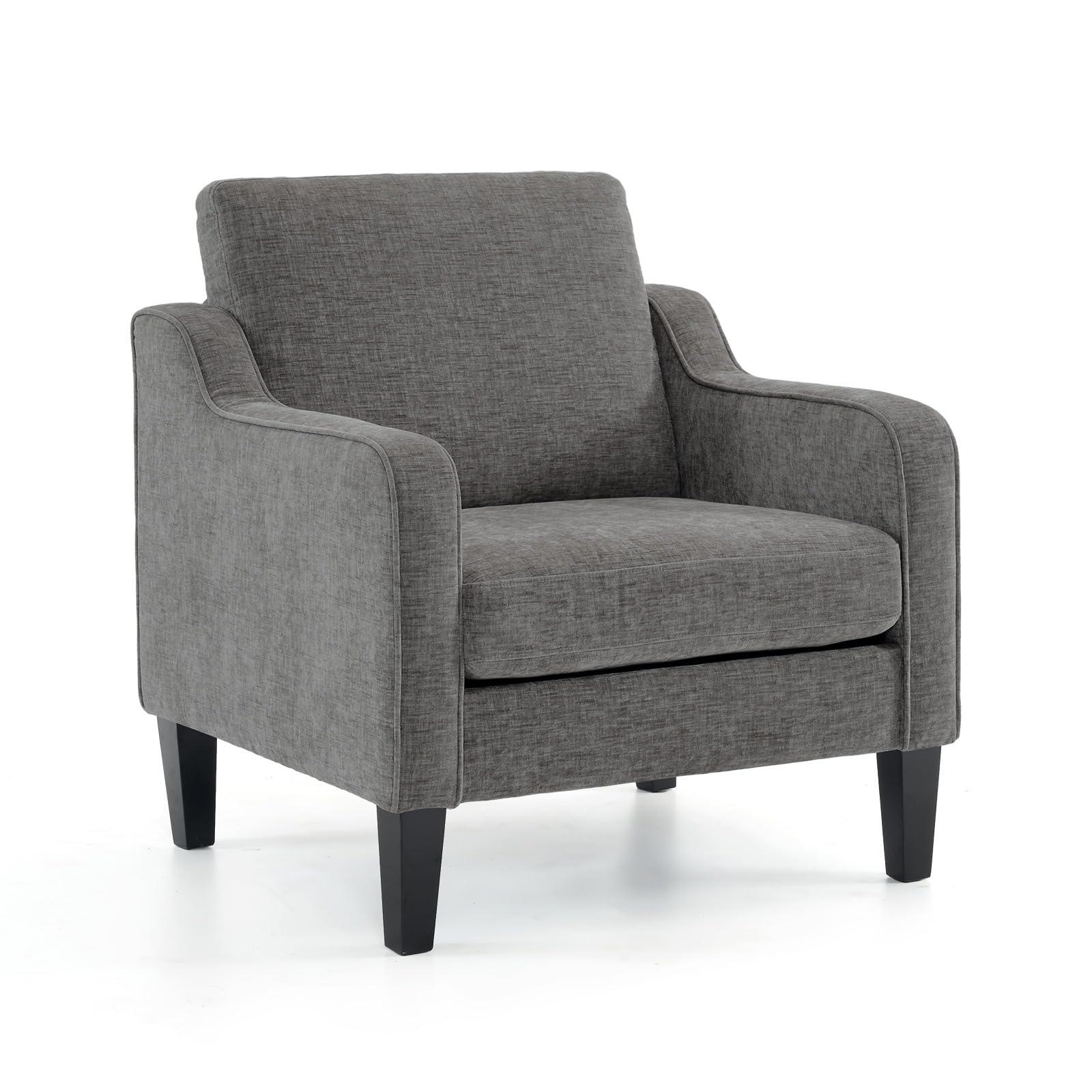 VINGLI Modern Accent Chairs Set of 2,Comfy Grey Armchair for Bedroom,Living Room Upholstered Sofa Chair Reading Chair for Small Spaces.