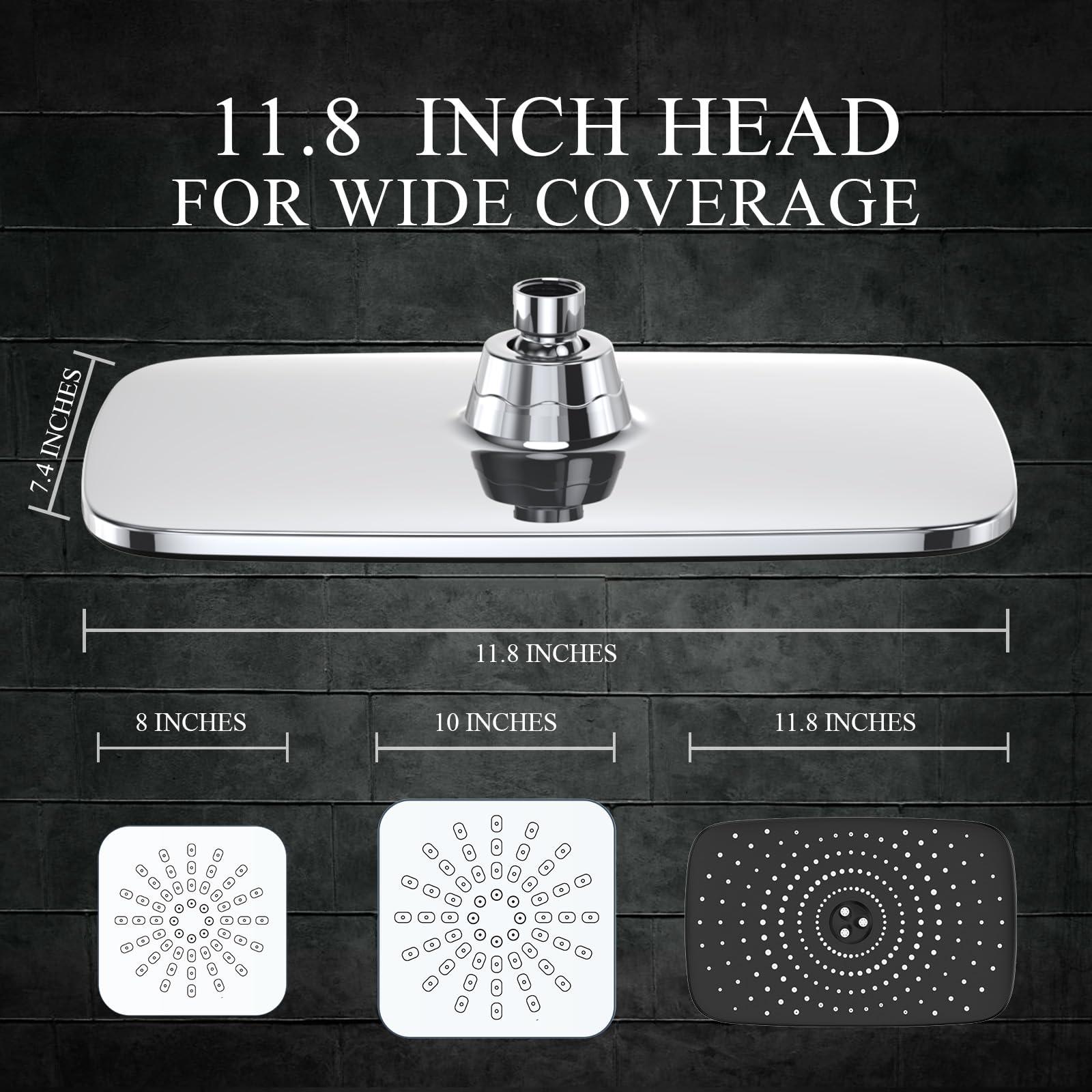 Veken High Pressure Rain Shower Head Combo with Extension Arm- Wide Showerhead with 6 Handheld Water Spray - Adjustable Dual Showerhead with Anti-Clog Nozzles - Silver Chrome.