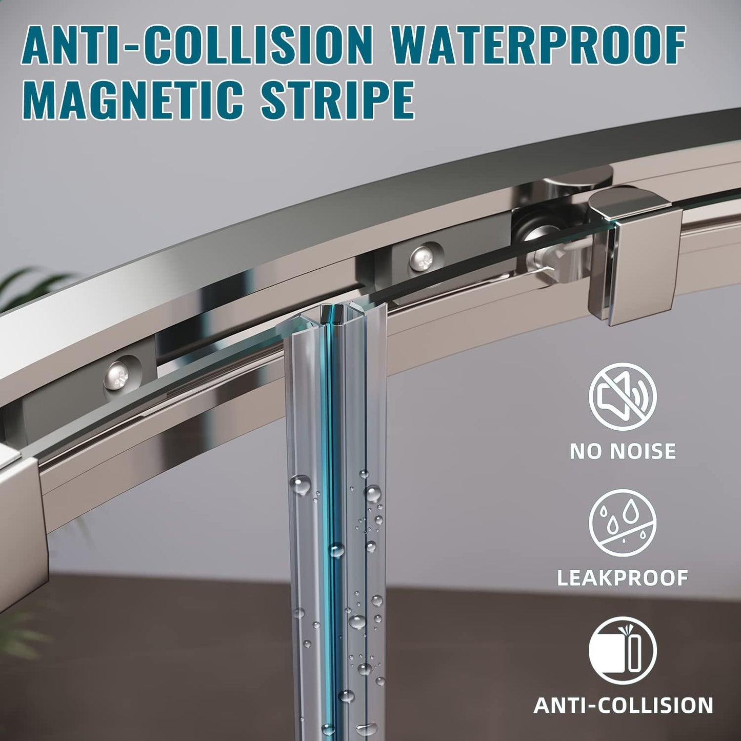 SUNNY SHOWER Double Sliding Shower Door 36.7 in. D x 36.7 in. W x 72 in.H Round Corner Shower doors with 1/4 in. Clear Glass Framed Shower Enclosure with Black Finish with Shower Base