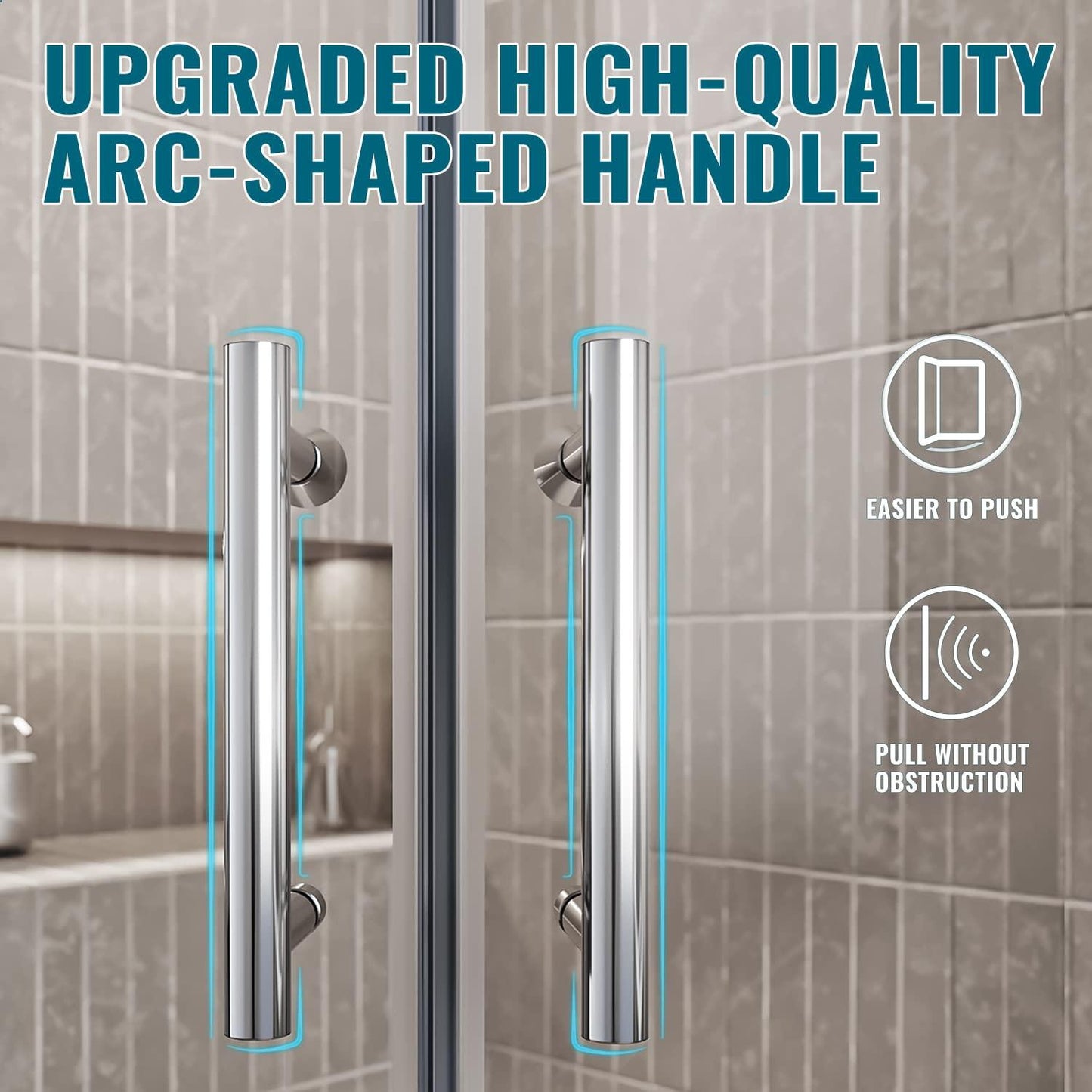 SUNNY SHOWER Double Sliding Shower Door 36.7 in. D x 36.7 in. W x 72 in.H Round Corner Shower doors with 1/4 in. Clear Glass Framed Shower Enclosure with Black Finish with Shower Base