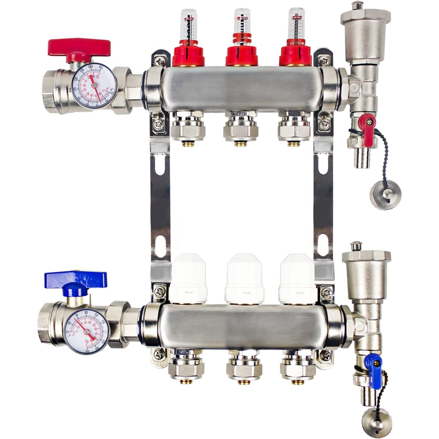 7 Loop PEX/Radiant Manifold, PEX Tubing Radiant Heat Manifolds with Compatible Outlets, for Hydronic Radiant Floor Heating (Include 1/2'' adapters).