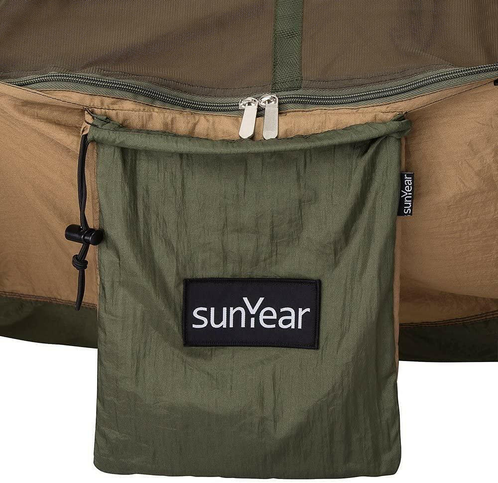 Sunyear Camping Hammock, Portable Double Hammock with Net, 2 Person Hammock Tent with 2 * 10ft Straps, Best for Outdoor Hiking Survival Travel