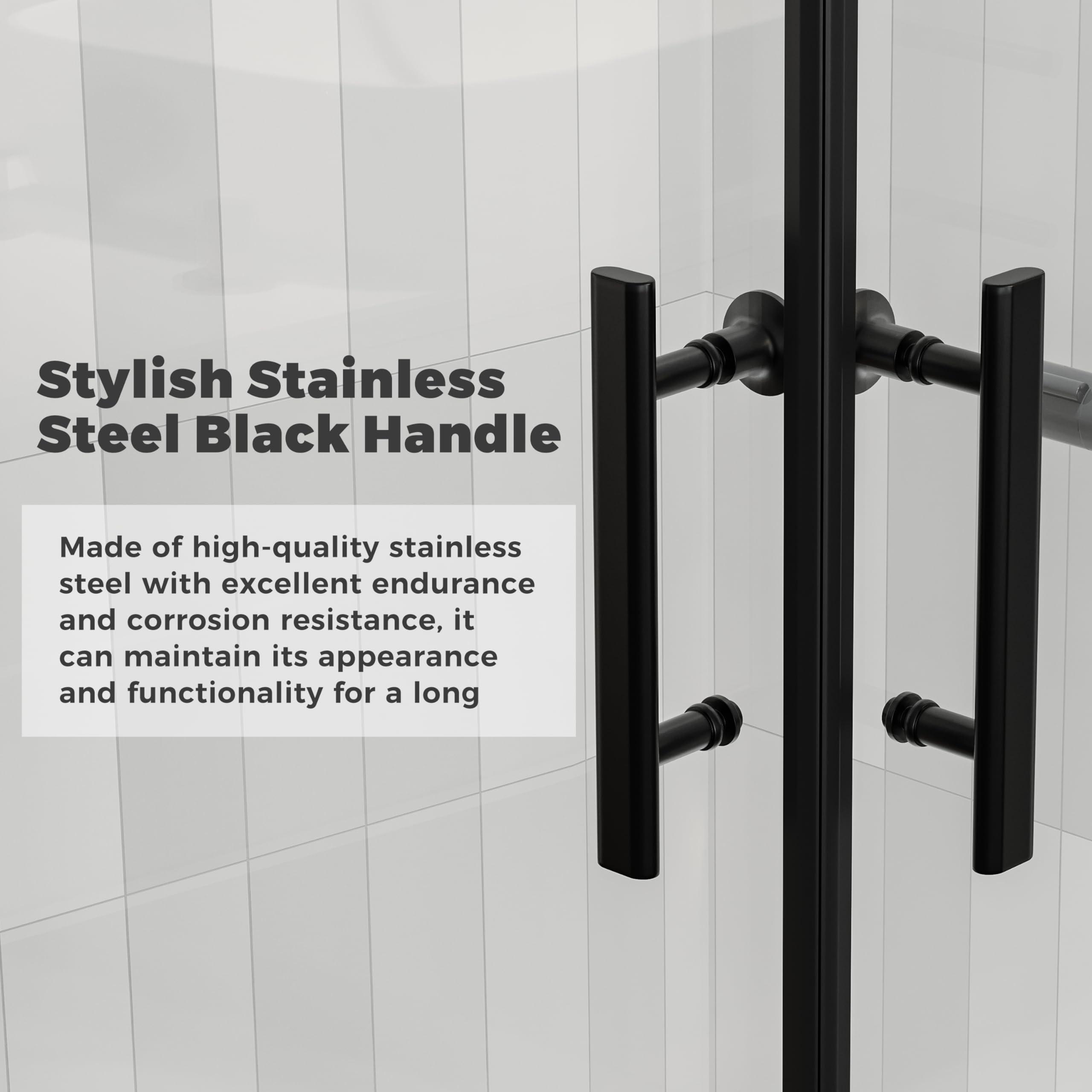 DELAVIN 36.in W x 36.in L x 75.in H Shower Enclosure, SGCC Clear Tempered Double Sliding Shower Door with Explosion-Proof Film, Corner Shower Glass Enclosure In Matte Black (Shower Base Not Included).