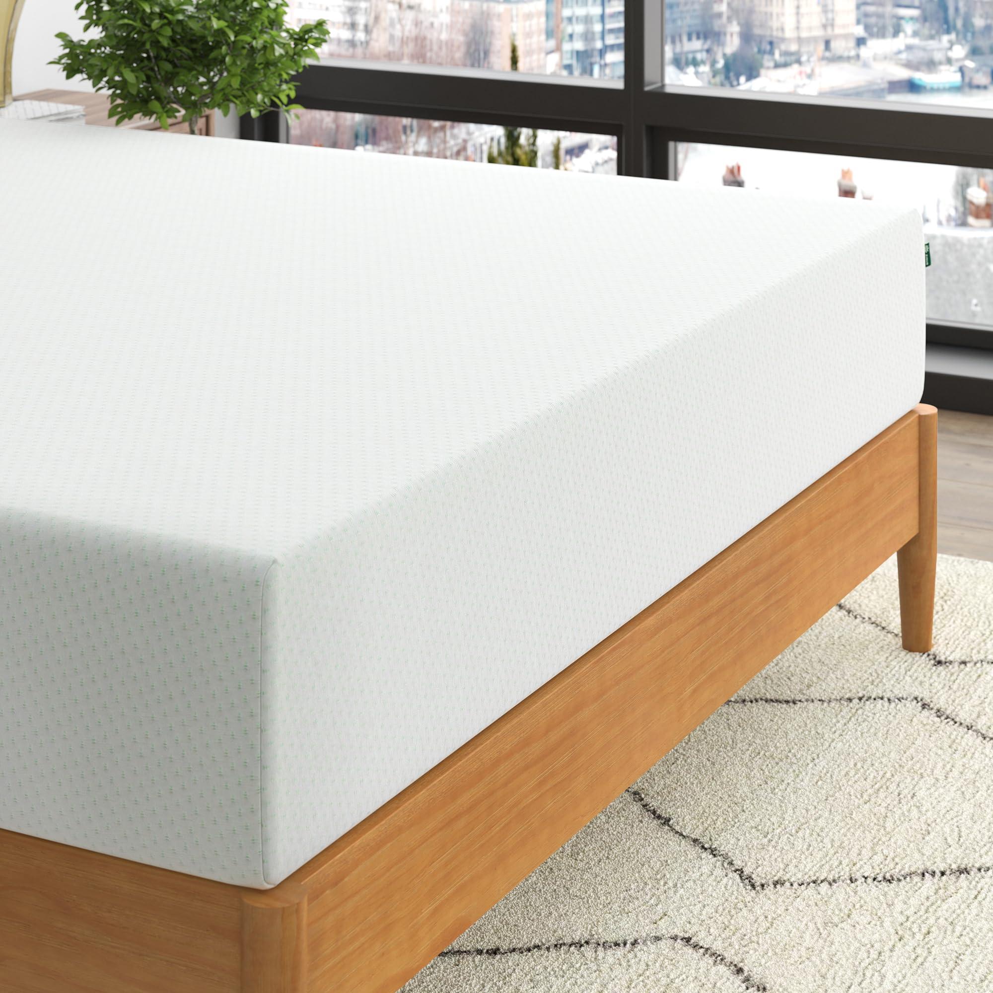 ZINUS 12 Inch Green Tea Memory Foam Mattress [New Version], Fiberglass free, Medium Firm Feel, Zoned Pressure Relief, Certified Safe Foams & Fabric, Bed-In-A-Box, Queen