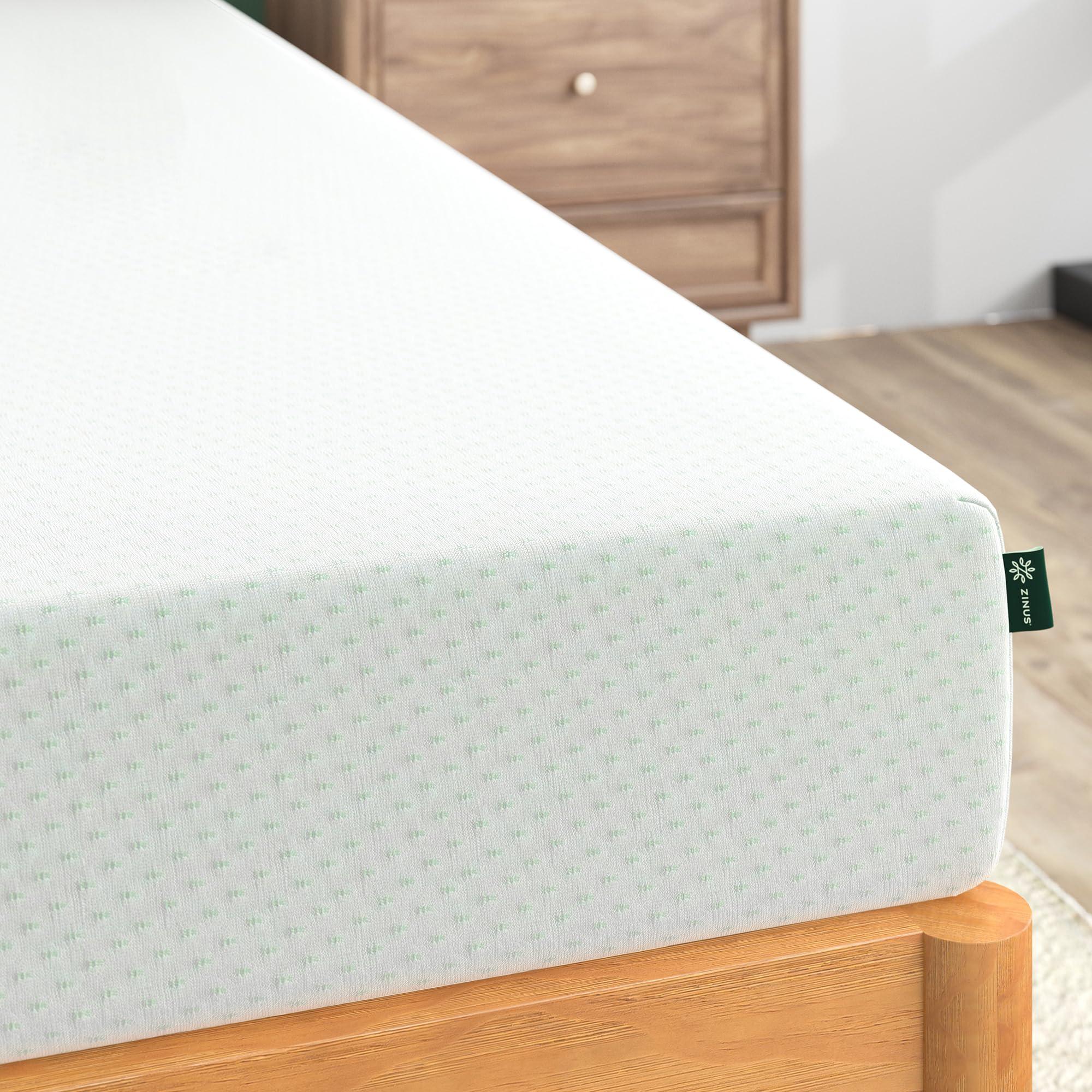 ZINUS 12 Inch Green Tea Memory Foam Mattress [New Version], Fiberglass free, Medium Firm Feel, Zoned Pressure Relief, Certified Safe Foams & Fabric, Bed-In-A-Box, Queen