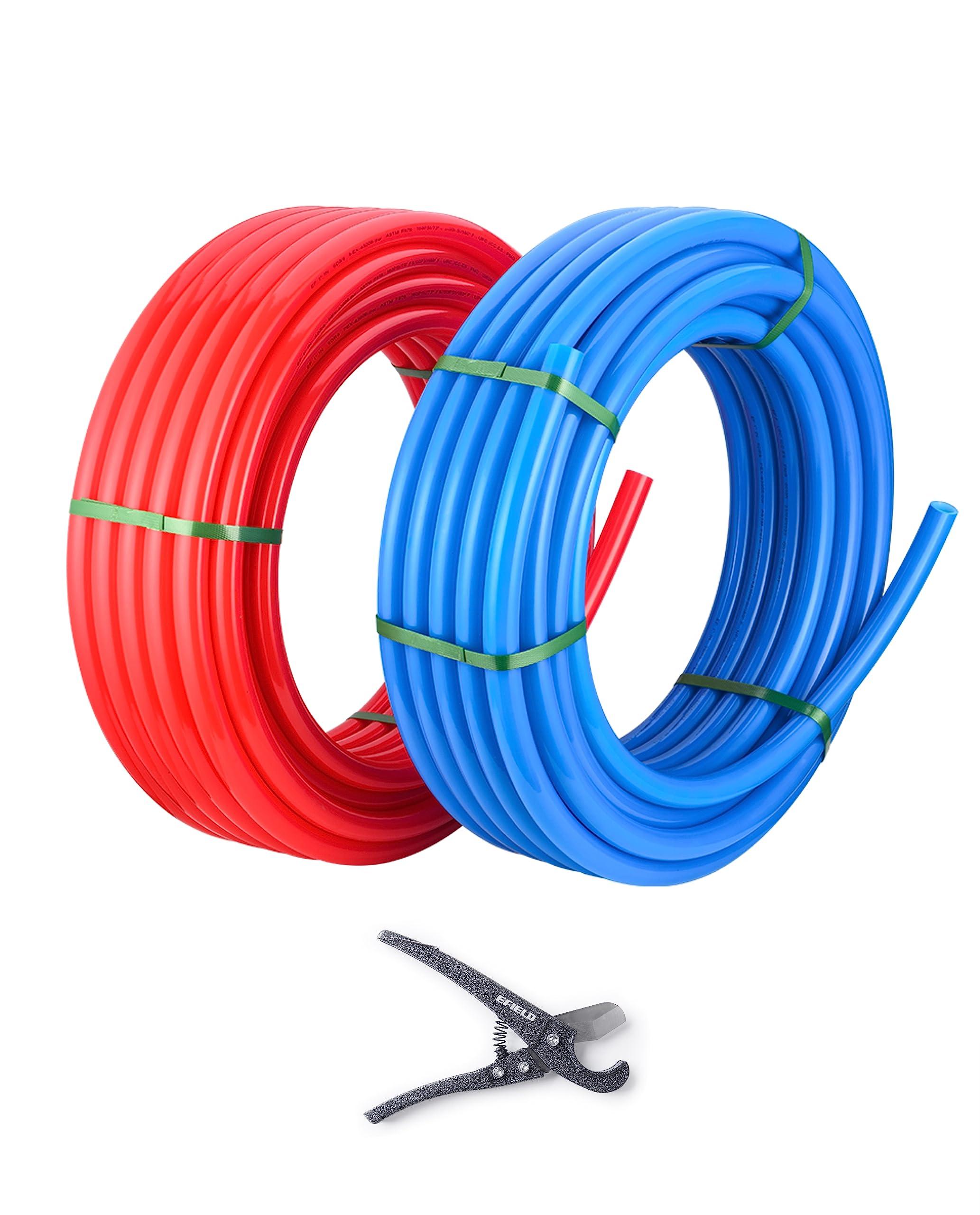 EFIELD 1/2-inch 2 x100 ft Pex-A Tubing/Pipe （All in One） Red & Blue 200 ft， 30 PCS 1/2