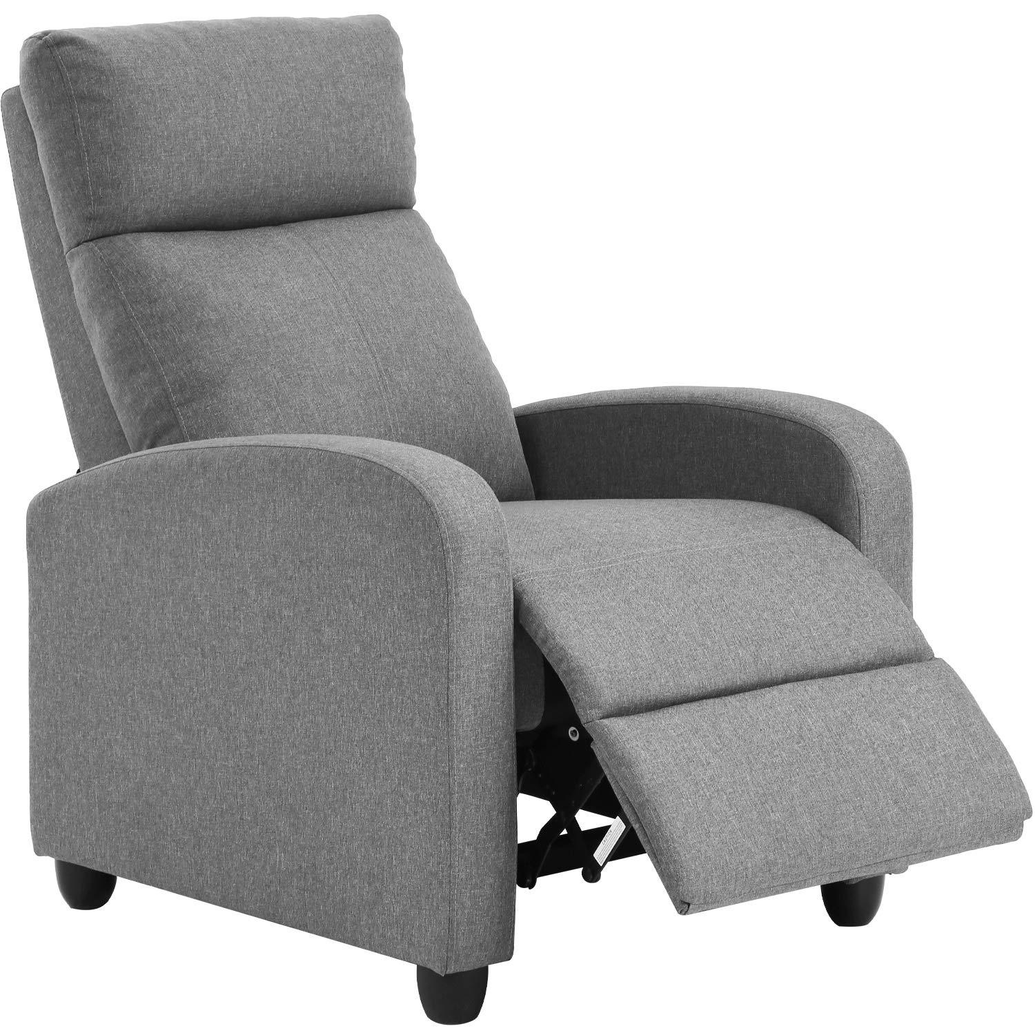 FDW Recliner Chair for Living Room Home Theater Seating Single Reclining Sofa Lounge with Padded Seat Backrest (Black).