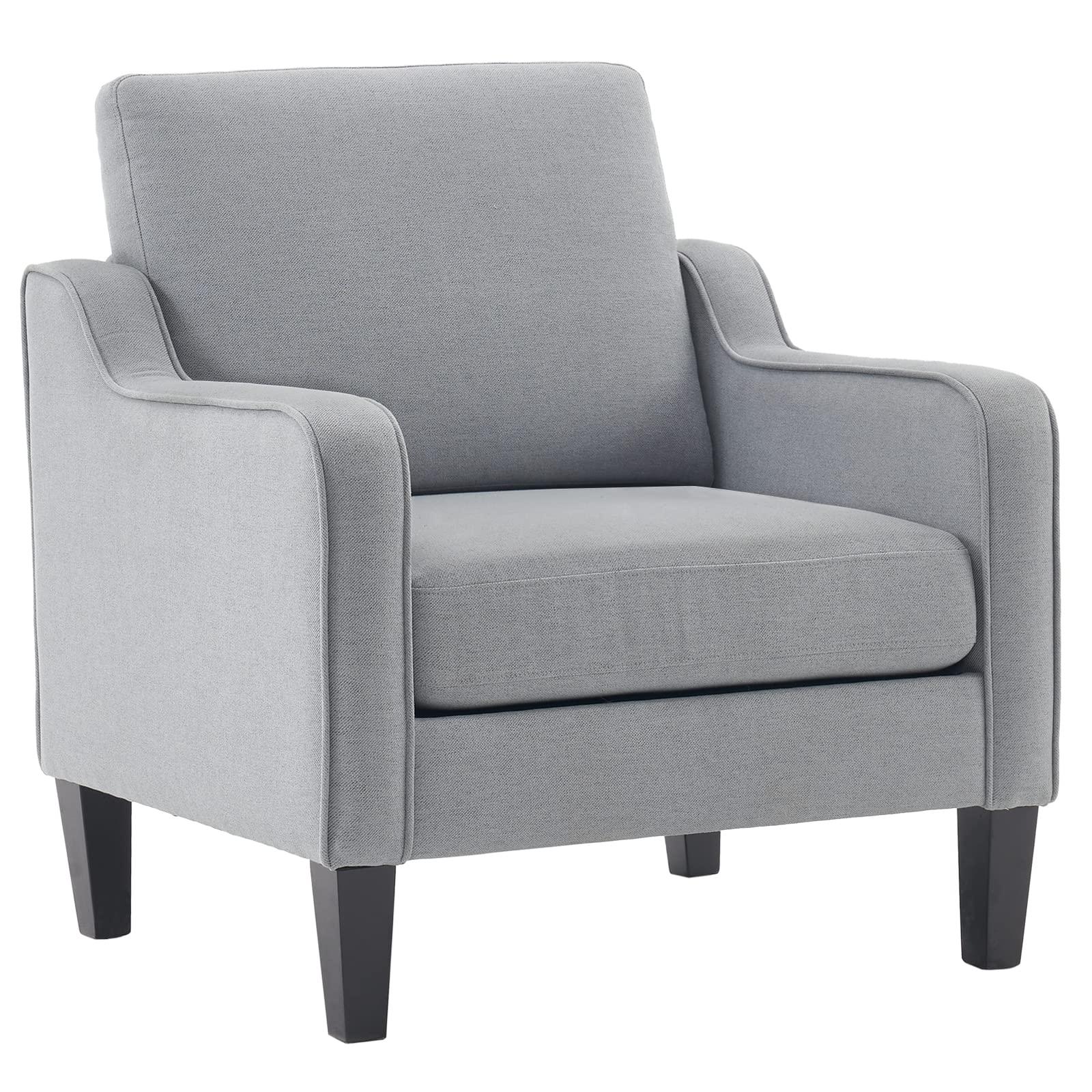 VINGLI Modern Accent Chairs Set of 2,Comfy Grey Armchair for Bedroom,Living Room Upholstered Sofa Chair Reading Chair for Small Spaces.