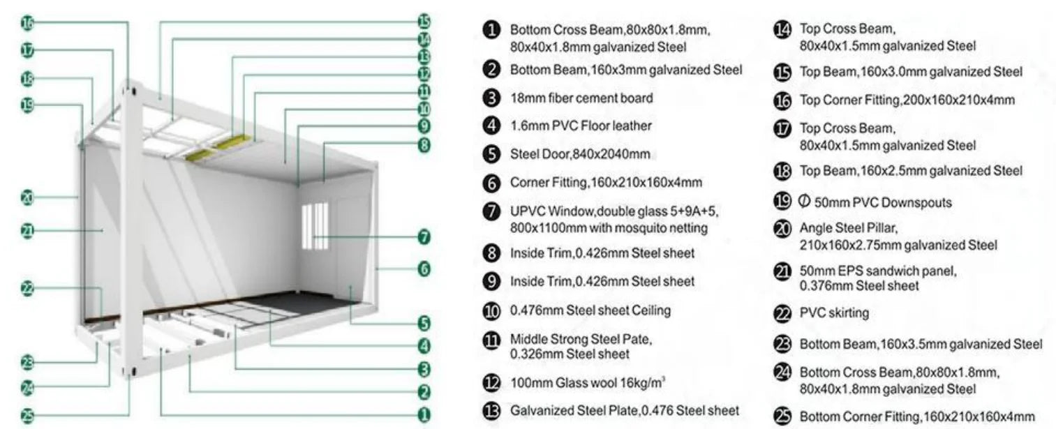 Two storey Flat Pack Container Office Luxury Mobile Home For Sale Container House  Prefabricated Modular House.