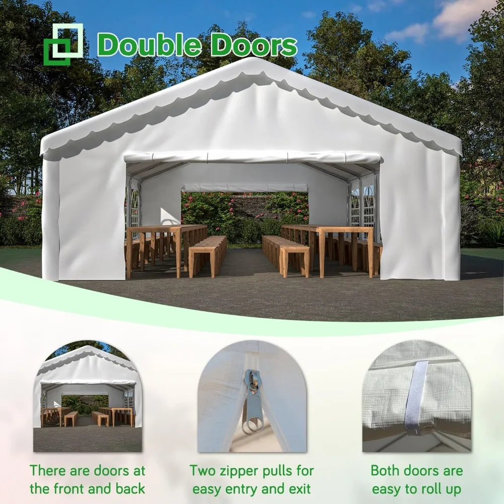 20’ x 32’ Outdoor Heavy-Duty Party Tent Upgraded Galvanized Gazebo Wedding Canopy Big Tents with 3 Storage Bags Event Shelter.