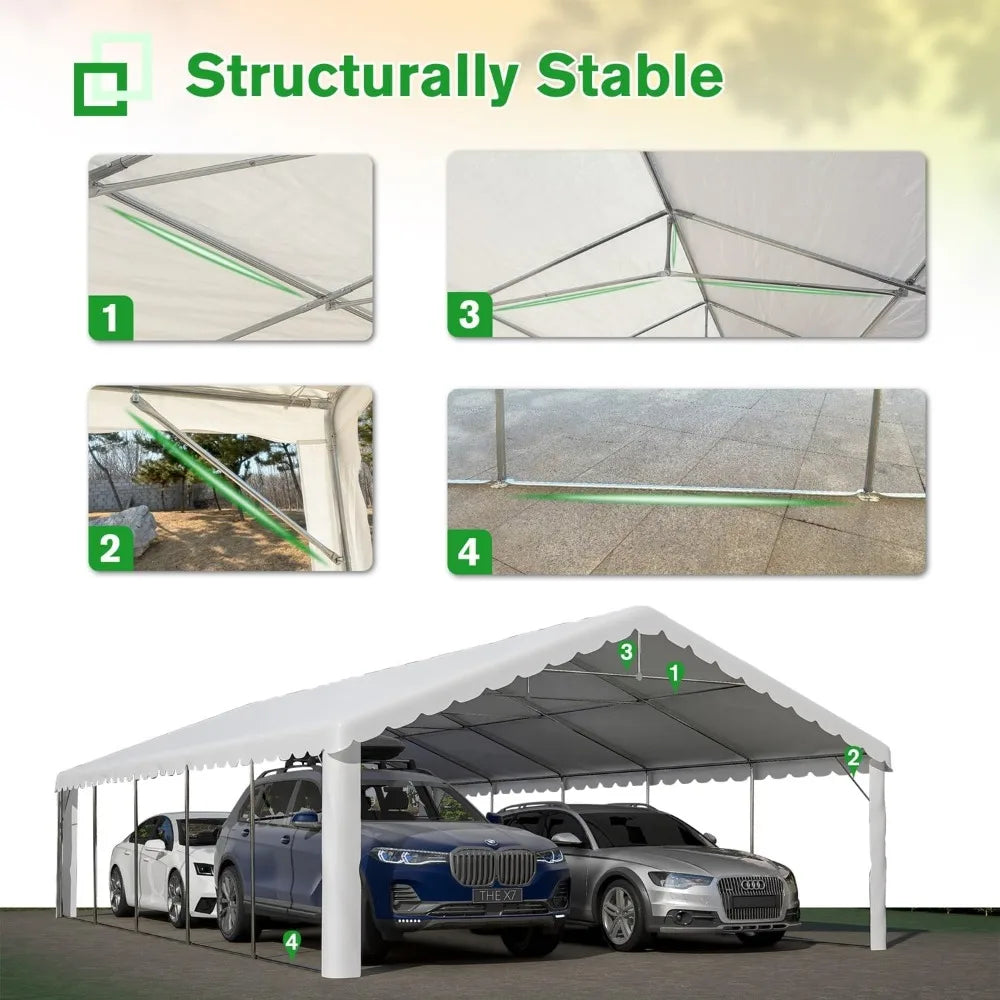 20’ x 32’ Outdoor Heavy-Duty Party Tent Upgraded Galvanized Gazebo Wedding Canopy Big Tents with 3 Storage Bags Event Shelter.