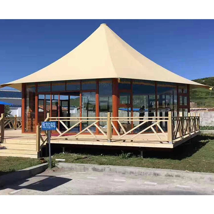 Luxury family resort safari tent luxury canvas glamping pvdf membrane structure room outdoor pod.