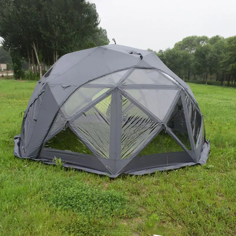 Outdoor Canvas Octagon 6-8 People Thickened Waterproof Double Layer Family Camping Glamping Ball Tent.