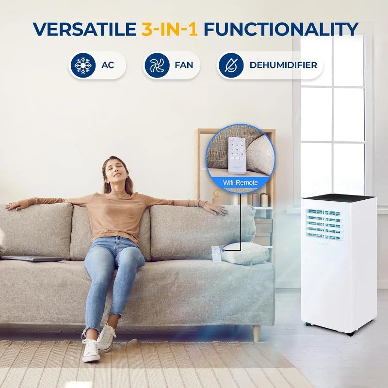 SereneLife Small Air Conditioner Portable 8,000 BTU with Built-in Dehumidifier - Portable AC unit for rooms up to 350 sq ft.