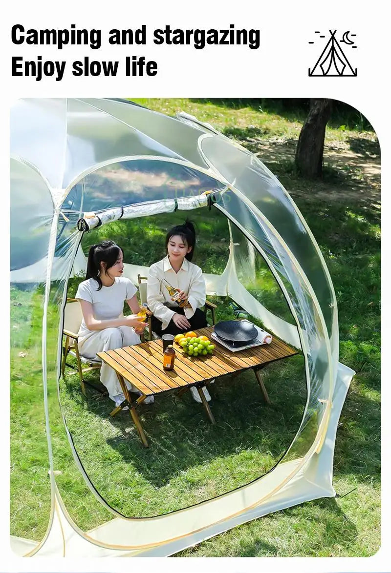 OutdoorTransparent Tent Portable Folding Camping Thickening Tent Starry Sky Bubble House Shade Winter Sunshine Wind/Waterproof.