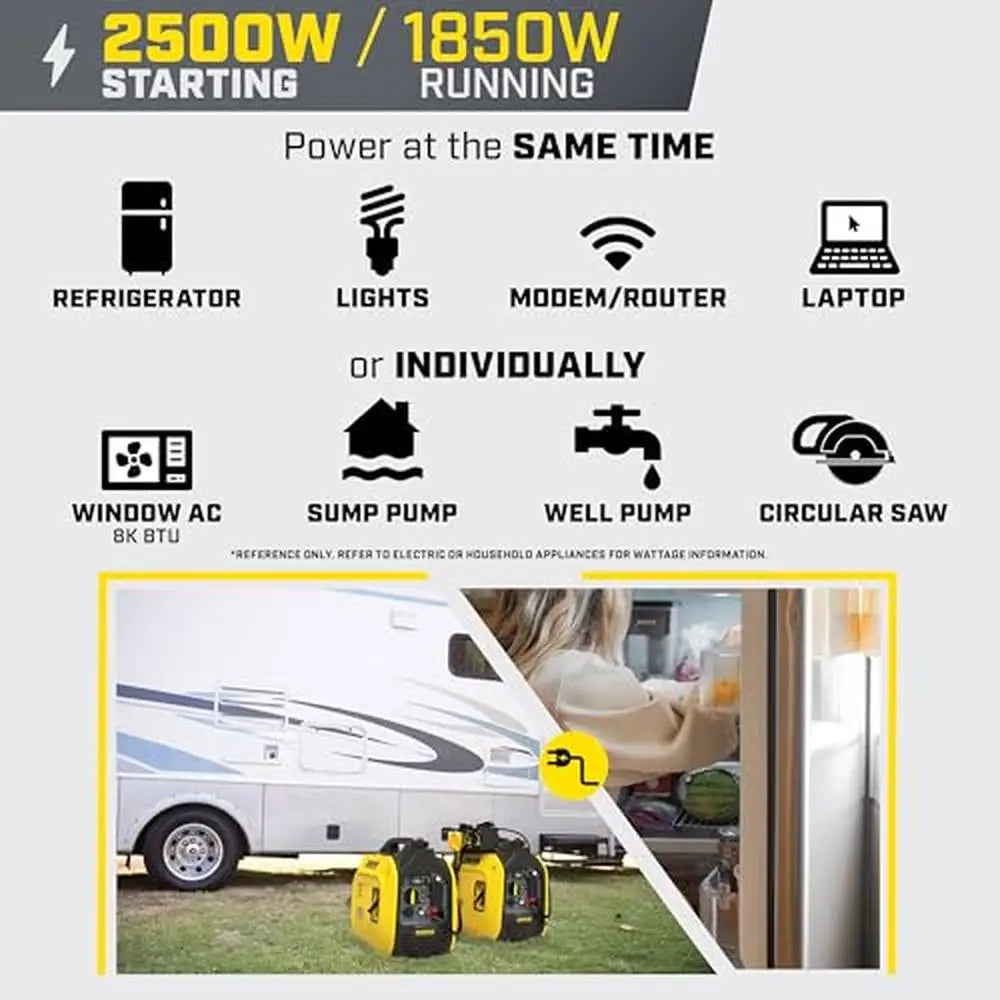 Portable Inverter Generator 2500W Quiet Operation CO Shield Camping Power Parallel Ready Clean Electricity High Efficiency