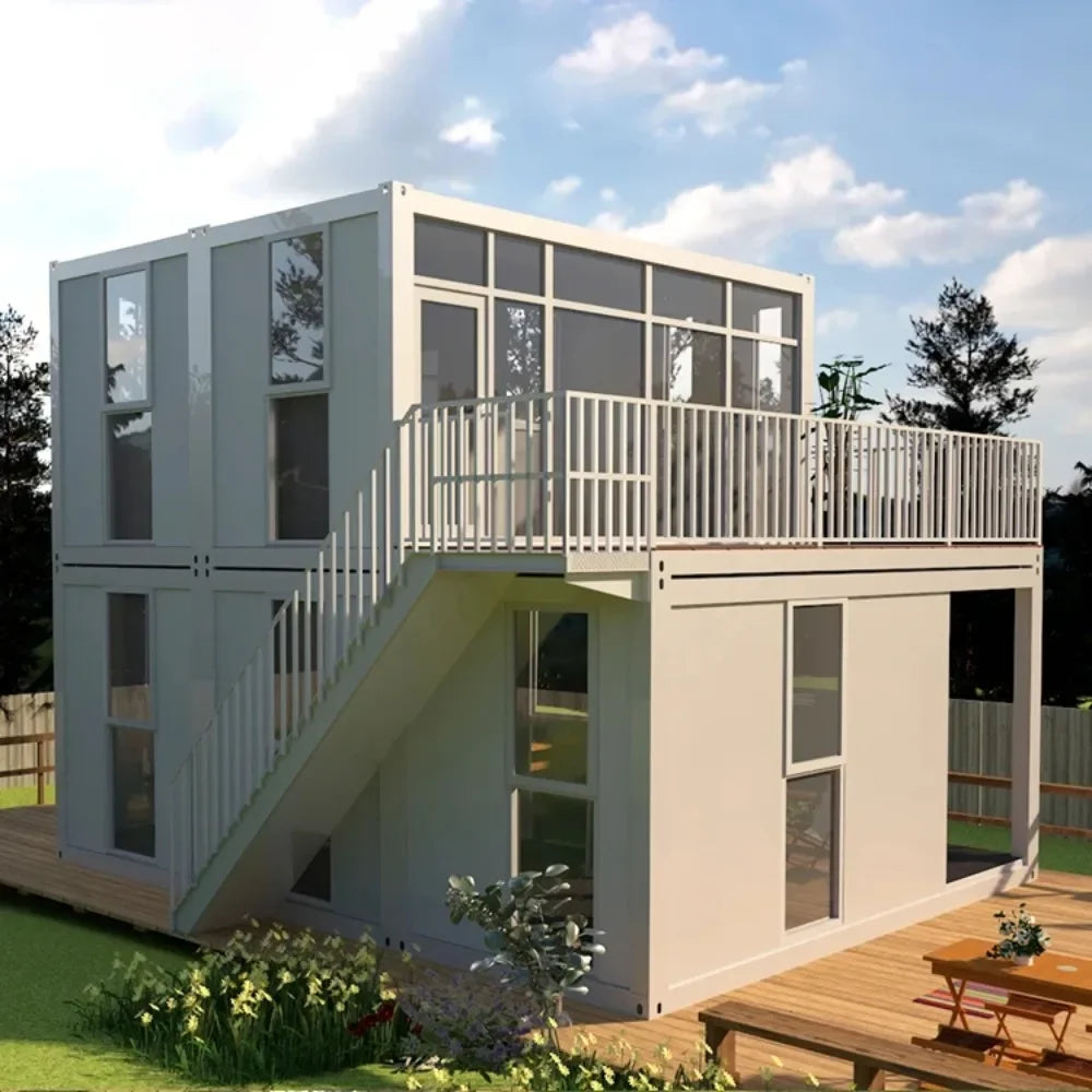 Two storey Flat Pack Container Office Luxury Mobile Home For Sale Container House  Prefabricated Modular House.