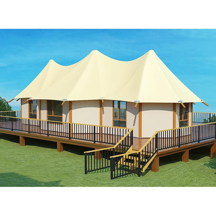 Luxury family resort safari tent luxury canvas glamping pvdf membrane structure room outdoor pod.