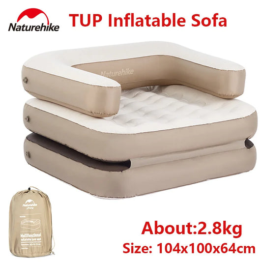 Naturehike Inflatable Sofa Outdoor Camping Glamping Beach Portable Single Seat Air Sofa 3 In 1 Folding Lazy Lounger Sleeping Bed.