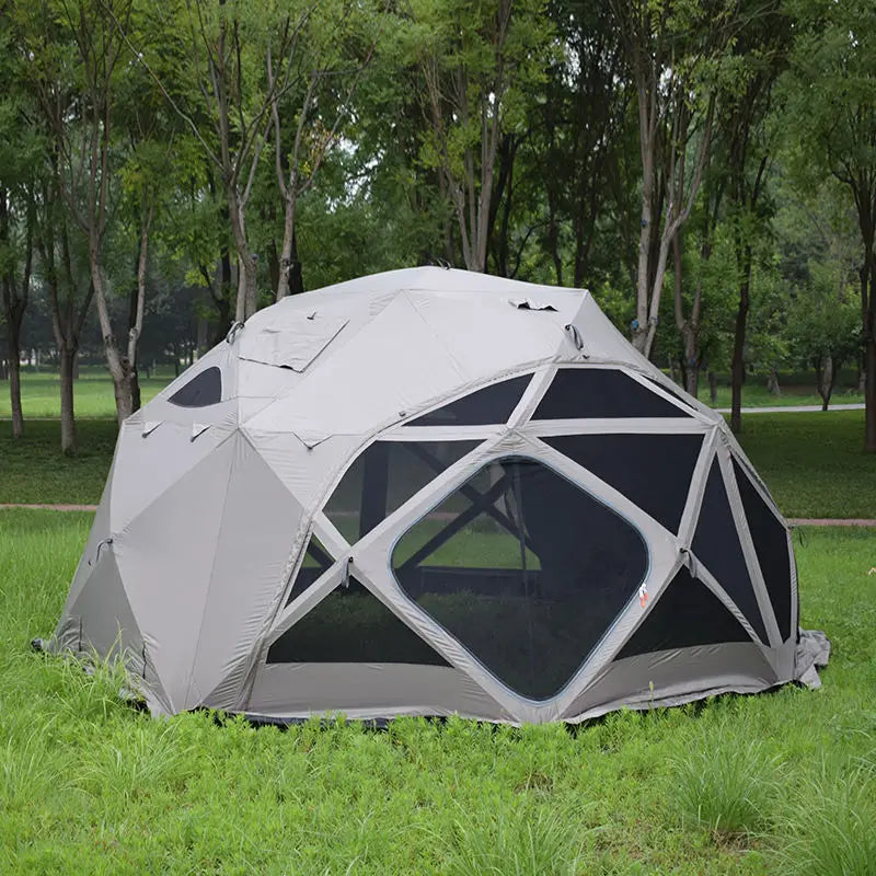 Outdoor Canvas Octagon 6-8 People Thickened Waterproof Double Layer Family Camping Glamping Ball Tent.