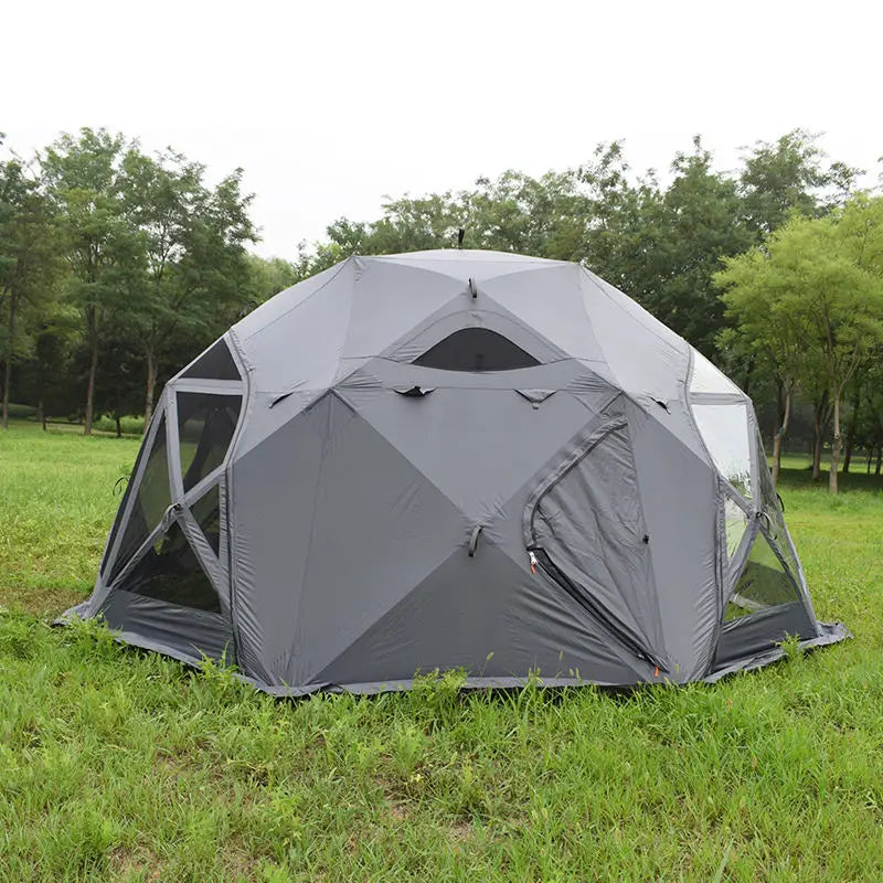 Outdoor Canvas Octagon 6-8 People Thickened Waterproof Double Layer Family Camping Glamping Ball Tent.