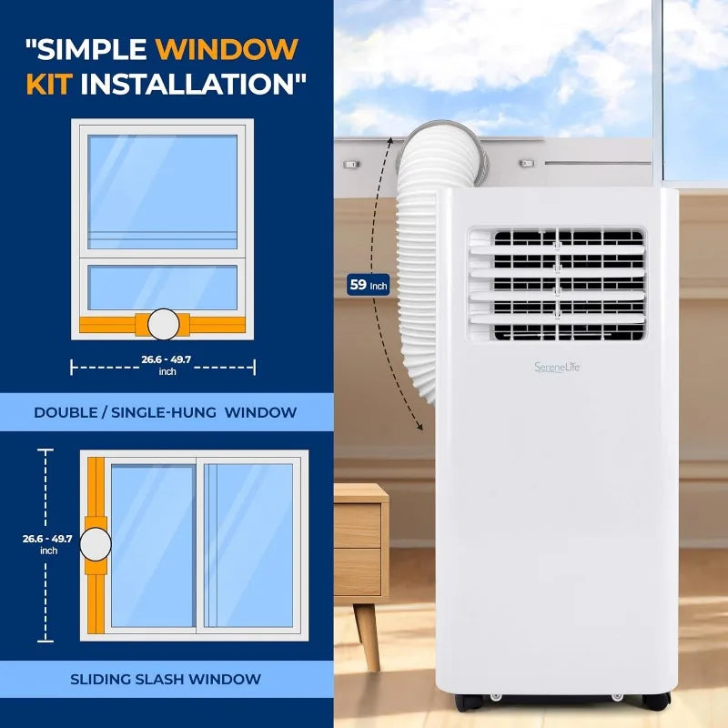 SereneLife Small Air Conditioner Portable 8,000 BTU with Built-in Dehumidifier - Portable AC unit for rooms up to 350 sq ft.