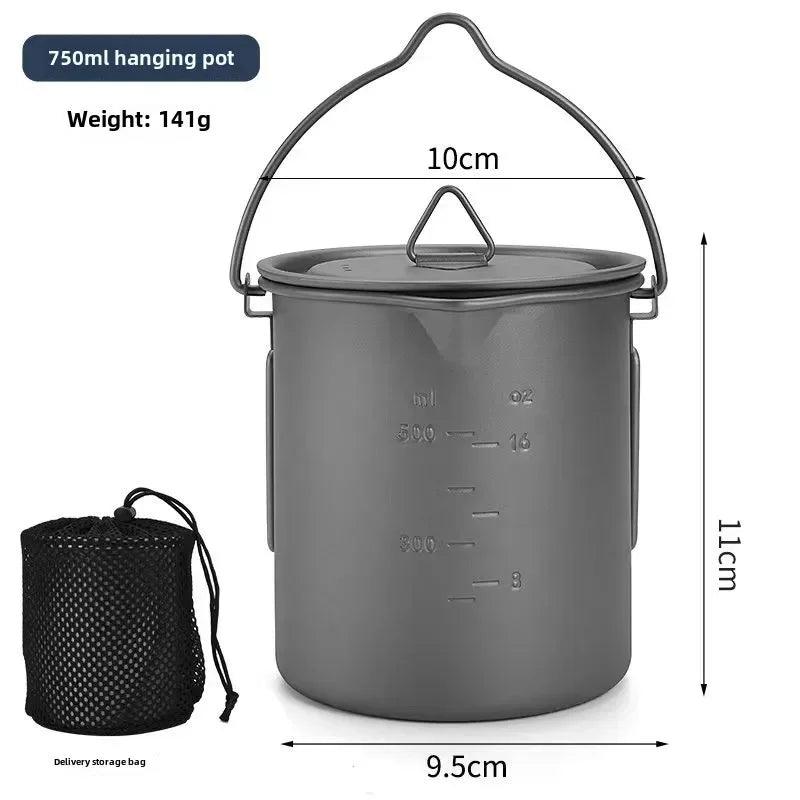 1/3PCS Titanium Cookware Set Ultralight 750ml Pot 220/380ml Water Cup Mug w Lid Folding Spork for Outdoor Camping Backpacking