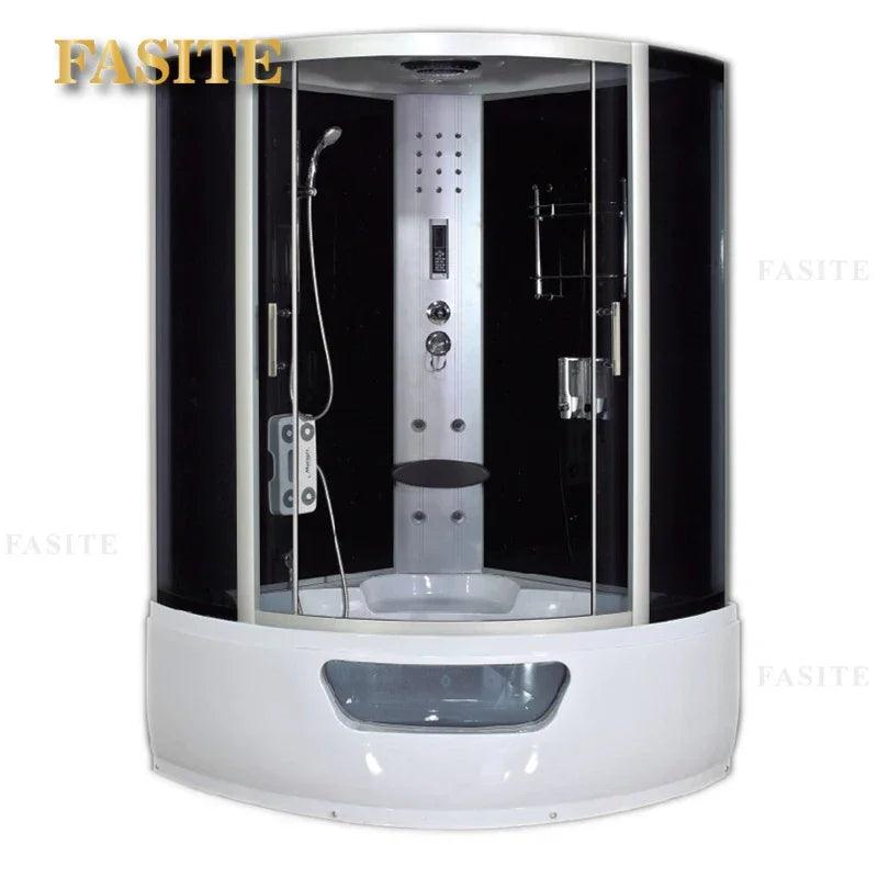 Integral shower room with bathtub, sauna and tempered glass integrated bidet