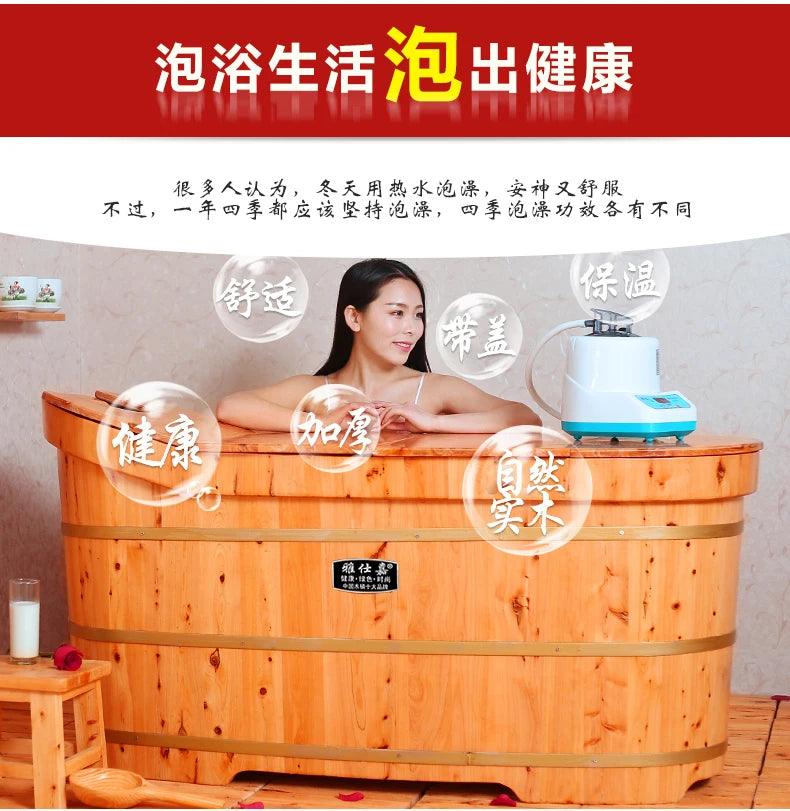 Insulation Bath Bucket Solid Beautiful Household Use Wooden Bathtub Major Personal Backrest Banheira Adulto Furniture CY50YT