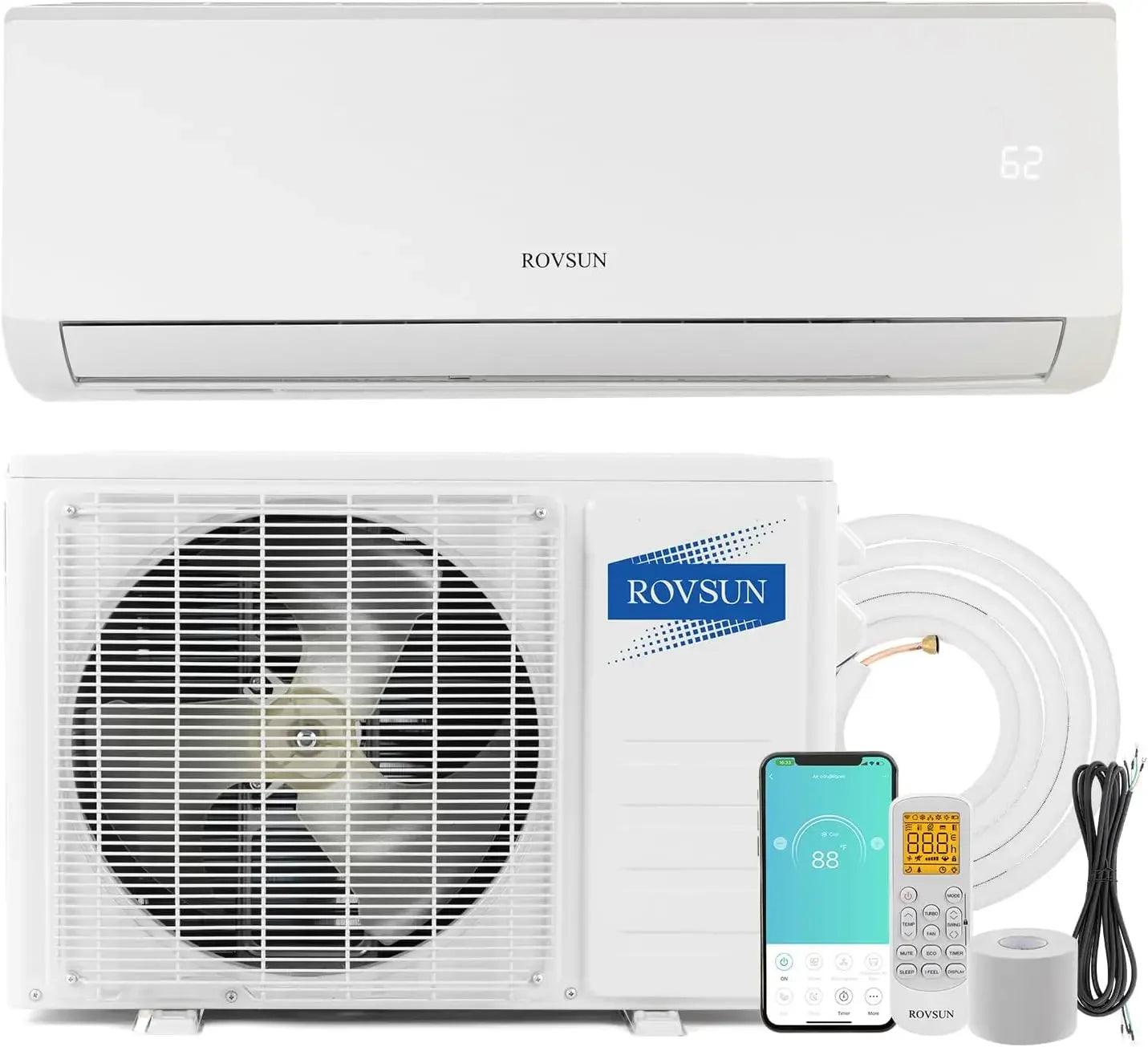 9000BTU Wifi Enabled Mini Split Air Conditioner & Heater,Wall AC Unit with Pre-Charged Condenser, Heat Pump & Installation Kit