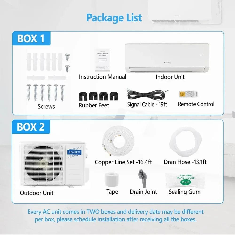 9000BTU Wifi Enabled Mini Split Air Conditioner & Heater,Wall AC Unit with Pre-Charged Condenser, Heat Pump & Installation Kit