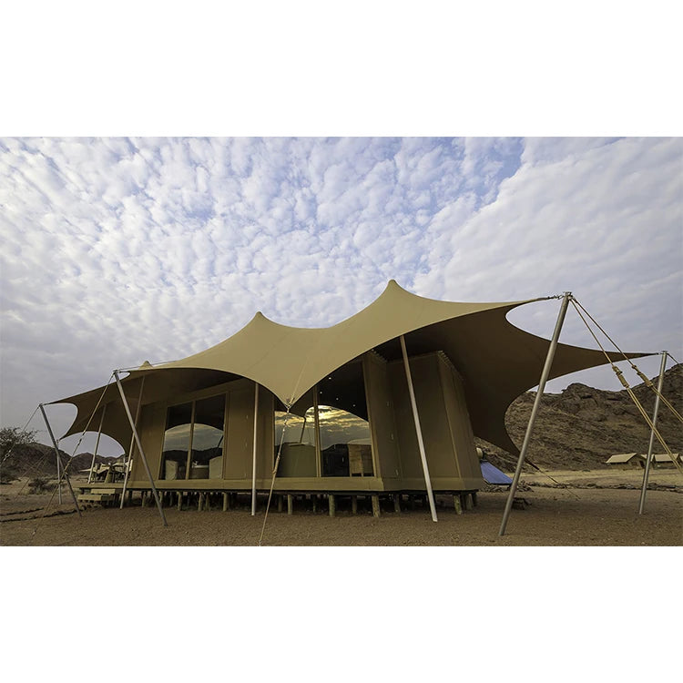 Luxury family resort safari tent luxury canvas glamping pvdf membrane structure room outdoor pod.