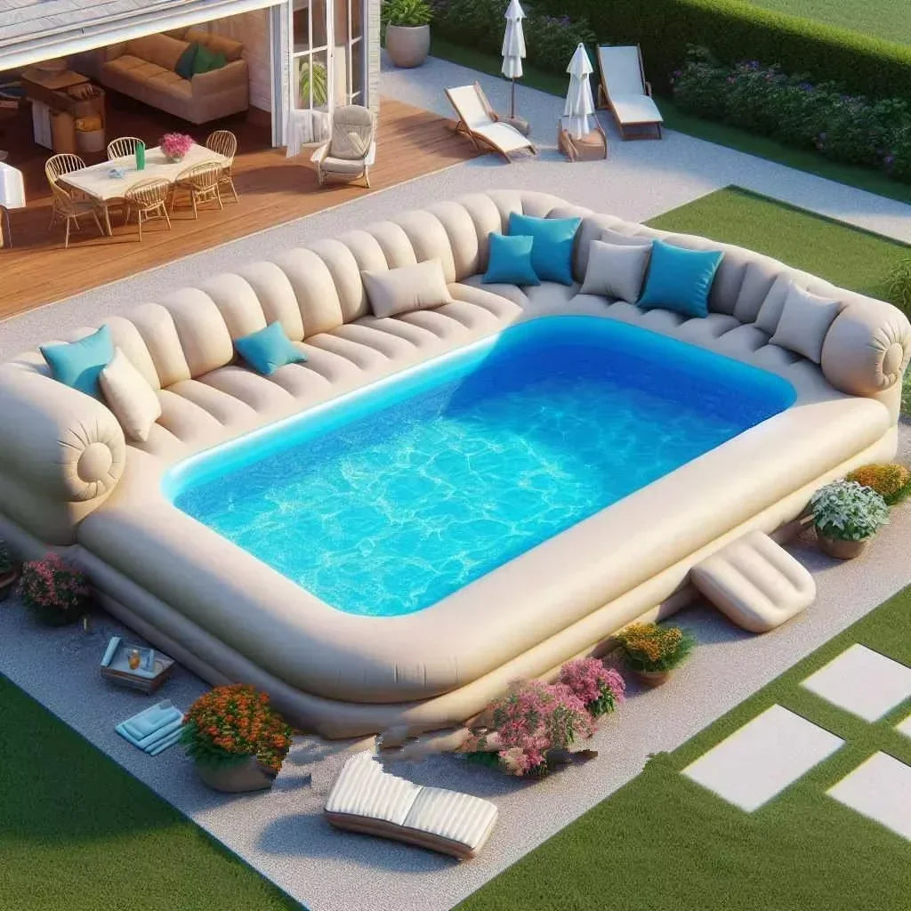 Custom Size Giant Inflatable Combine Sofa Pools Swimming Pool Sofa Shape Inflatable Pool Lounging For Outdoor Relaxation.