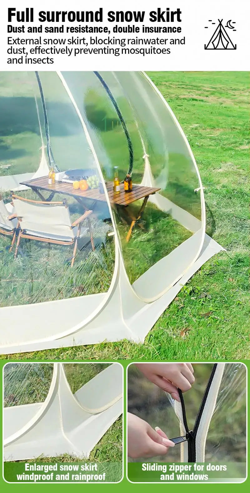 OutdoorTransparent Tent Portable Folding Camping Thickening Tent Starry Sky Bubble House Shade Winter Sunshine Wind/Waterproof.