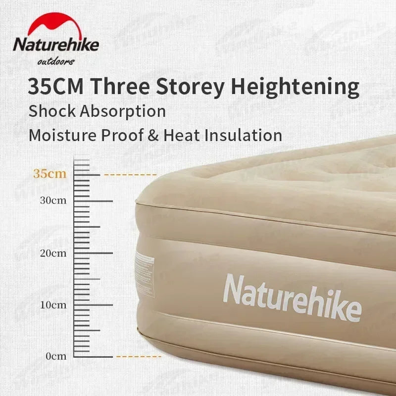 Naturehike Air Mattress Glamping Mats PVC Inflatable Sleeping Mattress Luxury 1-2 Person Thicken Camping Bed Mat Built-in Pump.