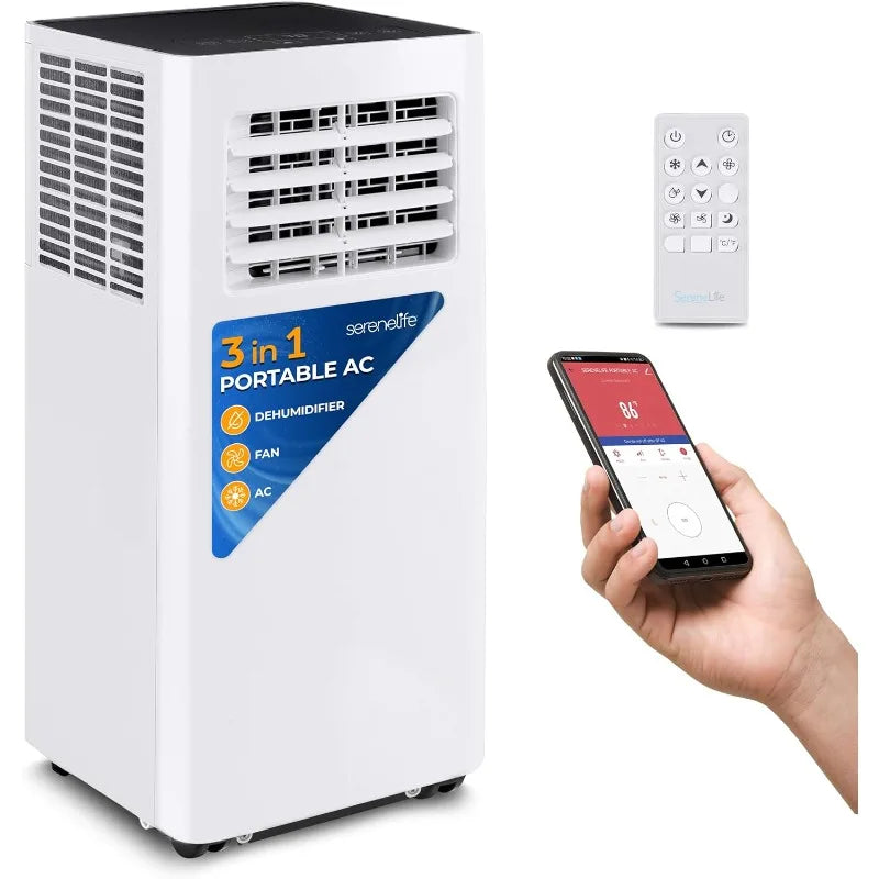 SereneLife Small Air Conditioner Portable 8,000 BTU with Built-in Dehumidifier - Portable AC unit for rooms up to 350 sq ft.