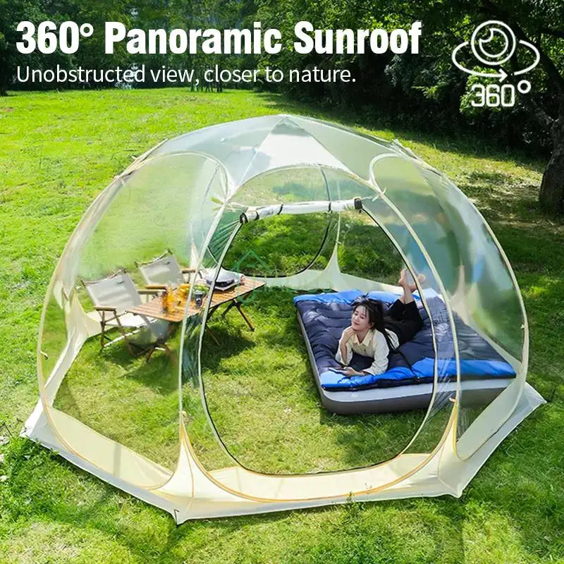 OutdoorTransparent Tent Portable Folding Camping Thickening Tent Starry Sky Bubble House Shade Winter Sunshine Wind/Waterproof.