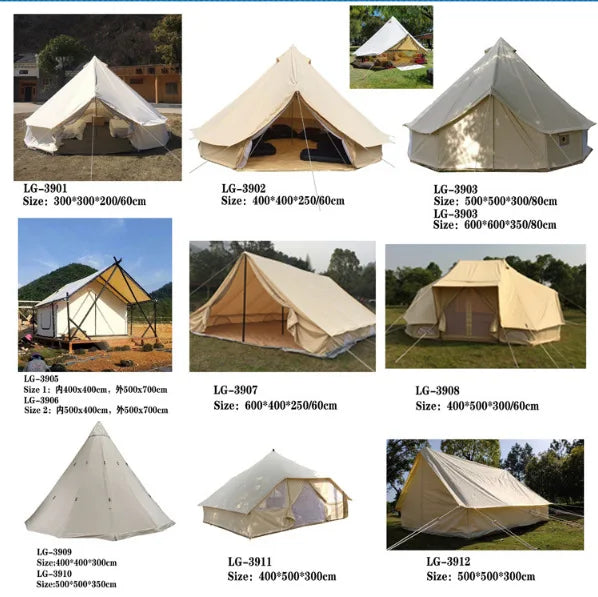 DDP Ready In Stock Customized Outdoor Luxury Glamping Bell Tents Dome Tepee for Family Camping.